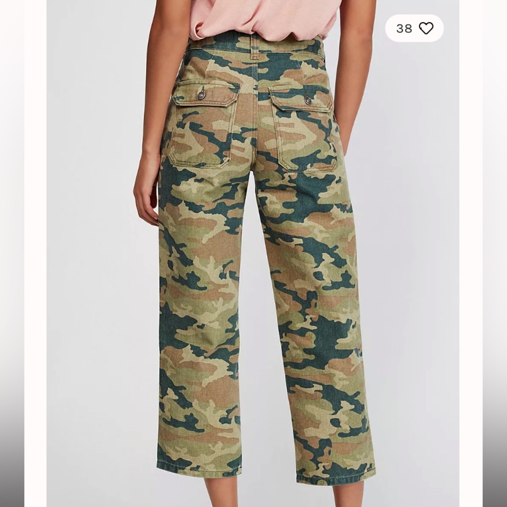 We The Free Free People Remy Camo High Waisted Wide Leg Jeans - Picture 3 of 16